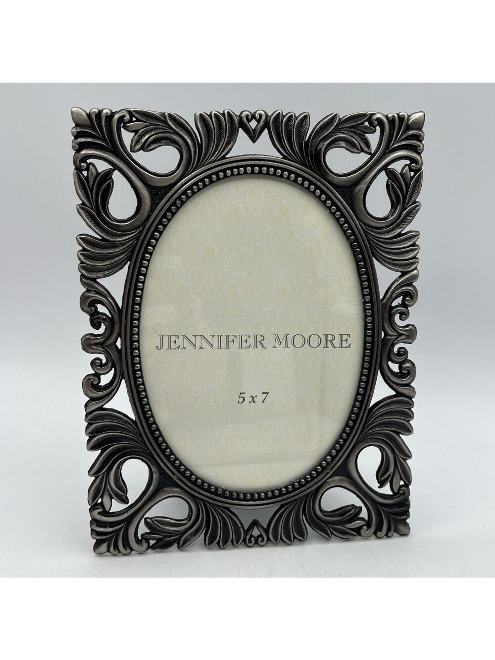 Silver Pewter Filigree Scroll 5x7 Photo Picture Frame Jennifer Moore Ornate
